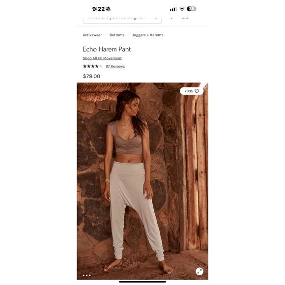 FREE PEOPLE Echo Harem Pant Color: Clay medium (New) - Picture 4 of 8